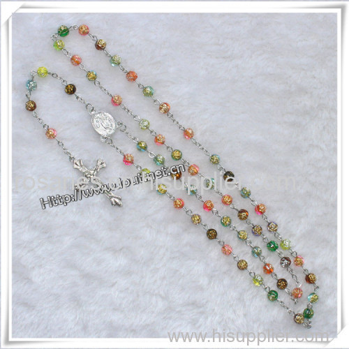 Rosaries. Multicolor Plastic Bead Rosary. Plastic Beads Rhinestone Chain Rosary Necklace (IO-cr282)