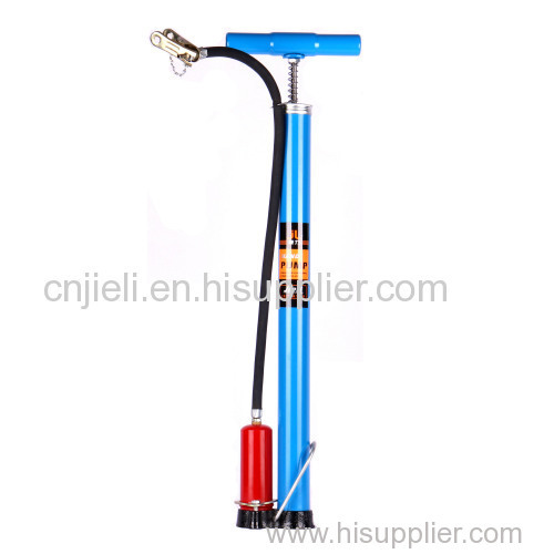 Hand floor pump with a gas chamber hose orings