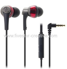 Audio-Technica ATH-CKR5iS SonicPro In-Ear Stereo Headphones with In-Line Mic and Control Red