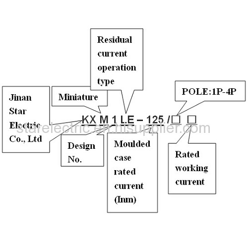 KXM1LE-125 high breaking miniature electric leakage circuit breaker MCCB MCB 1P-2P-3P 1A to 125A