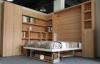 MDF Creative Folding Wall Bed In Double With Folding Bookshelf And Coffee Table