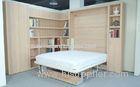 Transformable Vertical Open Double Wall Bed with Bookshelf and Table