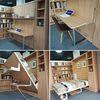 E1 MDF Multifunction Fold Up Wall Bed Double Wall Manual Foldable For Home