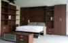Brown Vertical Folding Wall Bed Provided Bookshelf And Sofa