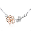 Fine Fashion Ladies Jewelry Pure Silver Rose Gold Flower Necklace From China