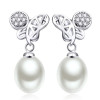 Fashion Women Jewelry Earrings White Pearl Dangle Hanging Earrings in Silver
