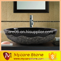 2015 hot sale classic black granite oval washing basin with top quality
