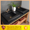 wholesale new natural black rectangle washing basin, marble kitchen sink
