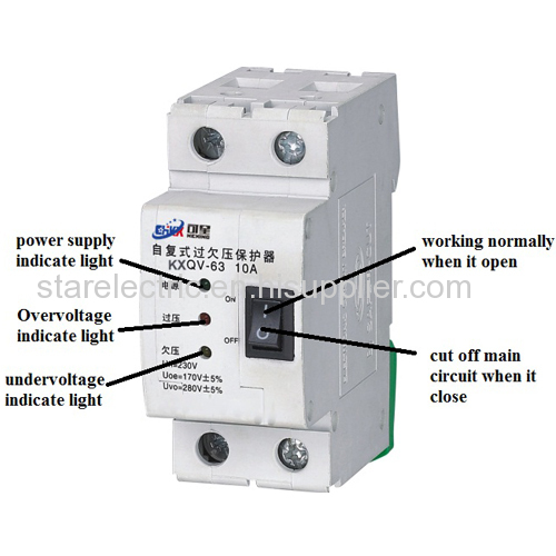 KXQV-63 serious intelligent self recovery over/under voltage protection device 