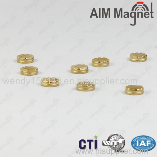 antirust Gold plating D8 x 4mm cylinder shape sintered ndfeb magnet N42