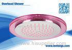 Pink ABS Ceiling Rainfall Overhead Shower Head 8 Inch Round For Hotel