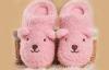 Cute pink Custom Women's Indoor Slippers in Knit Cloth , fuzzy slippers