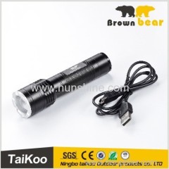 torch light rechargeable flashlight with USB wire
