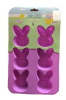 6pcs purple rabbit Easter silicone cake molds
