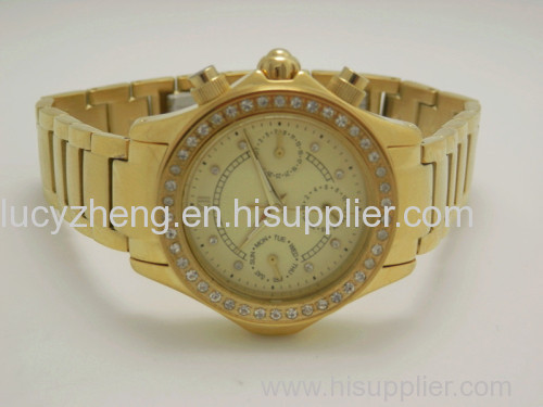 2015 hot sell gold watch with diamond on watches