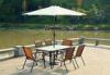 2.75M Family Outdoor Wooden Sunbrella Patio Umbrellas With Table And Chairs