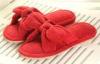 Red / white L Bowknot Beautiful Soft Unique Indoor plush slippers for lady