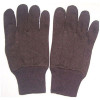 Brown jersey knit gloves