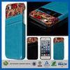 Flower Leather Pocket Back Hard Iphone 5 5S Apple Cell Phone Cases With Card Holder