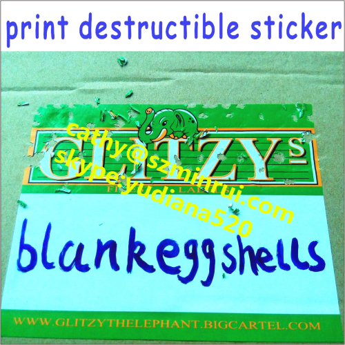 custom any size shap color non removable print destructible sticker