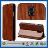 Samsung S5 Premium Leather Wallet Flip Wood Cell Phone Cases With Magnetic Closure
