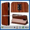 Samsung S5 Premium Leather Wallet Flip Wood Cell Phone Cases With Magnetic Closure