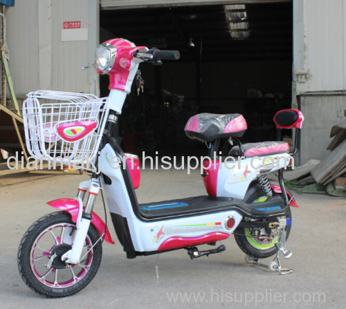 Ladies favourite cute electric bike with basket and pedal and two seats