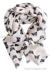 kitty head print in polyester scarf