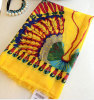 colorful peacock print viscose twill scarf