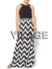 2015 new design hot in summer chevron knit maxi printed dress