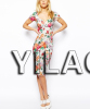 2015 new design hot in summer plunging neckline floral printed dress