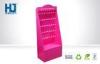 Pink Color Cardboard Display With Peg Hooks For Cosmetics / Jewelry Products