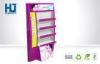 Ladder Shaped Purple Floor Display Rack Silk Screen Printing For Cosmetics