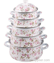 Kitchenware Gorgeous Flower Decal Enamel pot