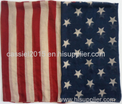 fivepointed star and stripes American Flag print 100%polyester scarf