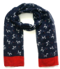 navy and red color matching pubby or dog print 100% polyester scarf.