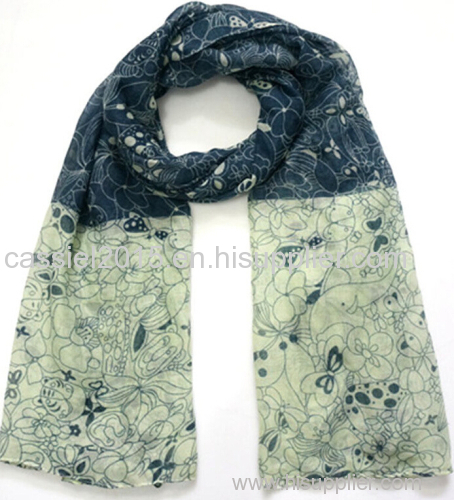 contrast color color blocking fashion print polyester scarf