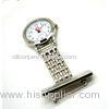 Durable 5 ATM Silver Nurse Fob Watch engraved Logo , Nurse Pin Watch