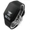 Black Rubber Men LED Digital Sports Watch With Skull Logo Print For Halloween Gift