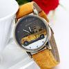 Fashion Yellow Car Sport Men Leather Strap Watches , Casual Quartz Wrist Watches