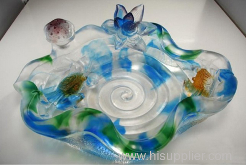 lead crystal lotus flower liu li casting fruit plate