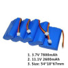 li-ion battery pack 3.7V 7800mAh, 11.1v 2600mAh, 1S3P/3S1P