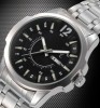 stainless steel watch with black dial