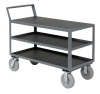 Equipment and material handling warehouse carts with three layers
