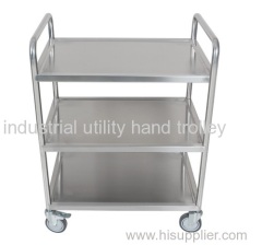 Three layer double handle warehouse cart material moving trolley on wheels
