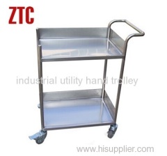 Logistics transport stainless steel trolley with two tiers