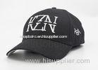 100% Cotton 3D Embroidered Baseball Caps Black 6 Panels OEM / ODM