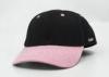 Cotton Twill Plain Black And Pink Baseball Caps 6 Panels With Washing Label