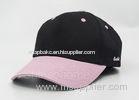 Ladies 100% Acrylic Plain Baseball Caps Hats Personalized Black With Pink 56 - 60cm