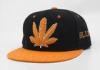 6 Panel Acrylic Flat Bill Hats Black Orange With Maple Leaf Logo